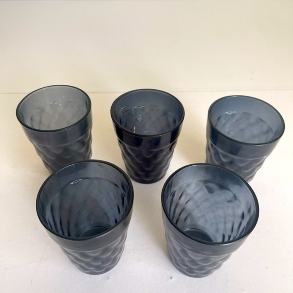 Anthropologie smokey blue tea glasses set of 5